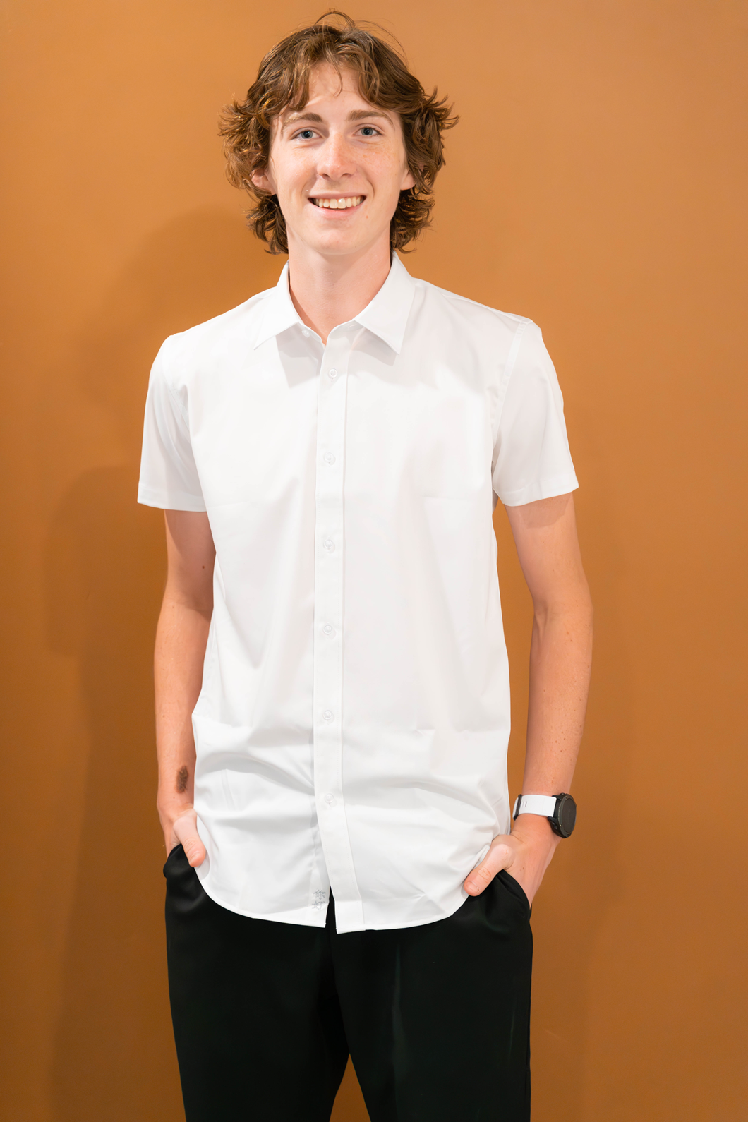 Men's short sleeve white dress shirt clothing on sale