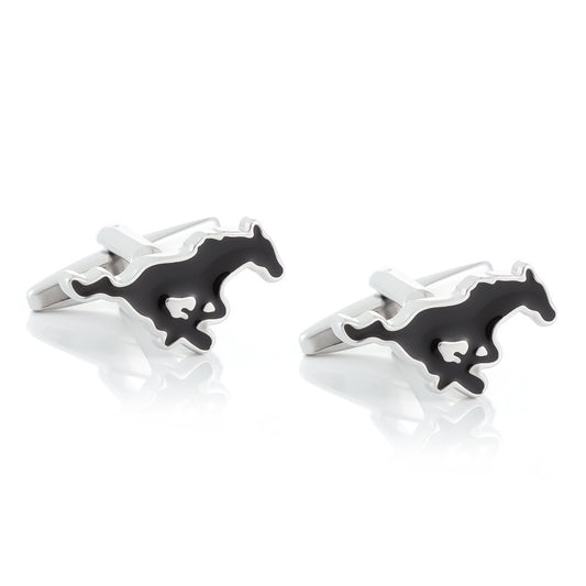 Cufflinks - black horse