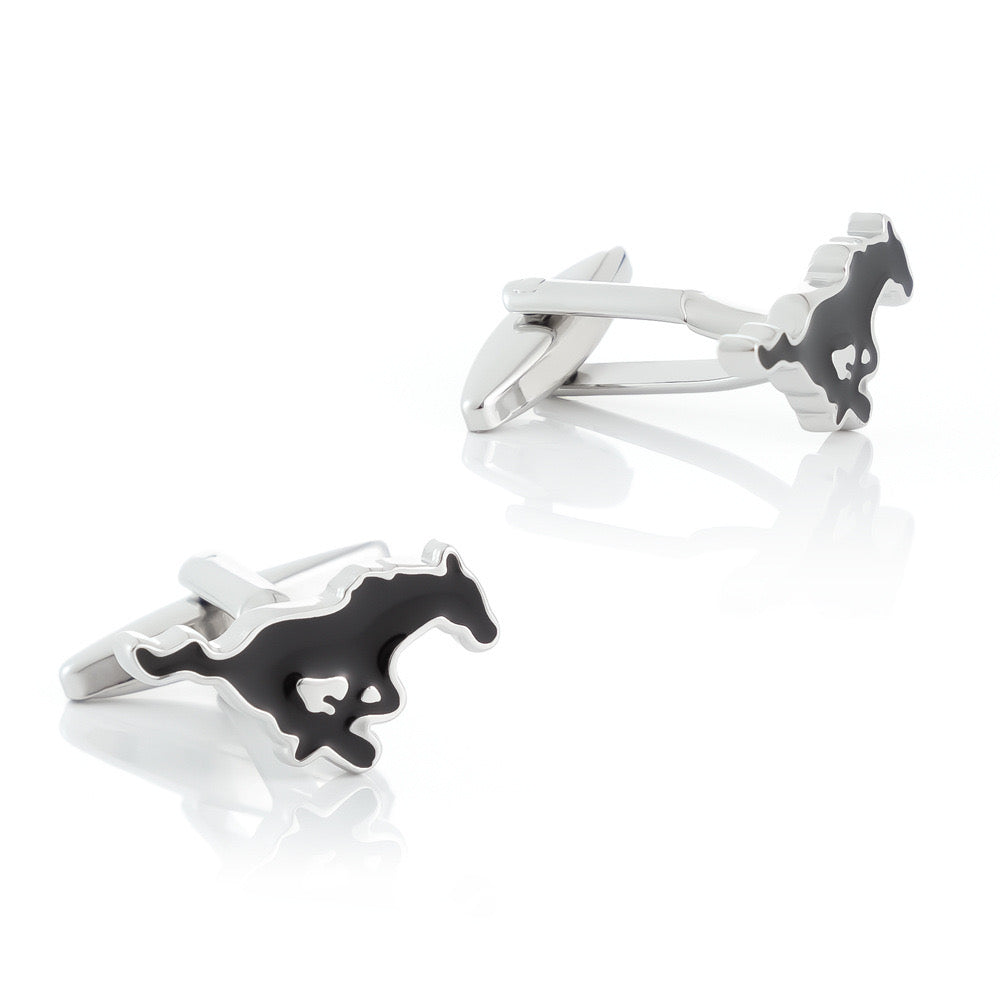 Cufflinks - black horse